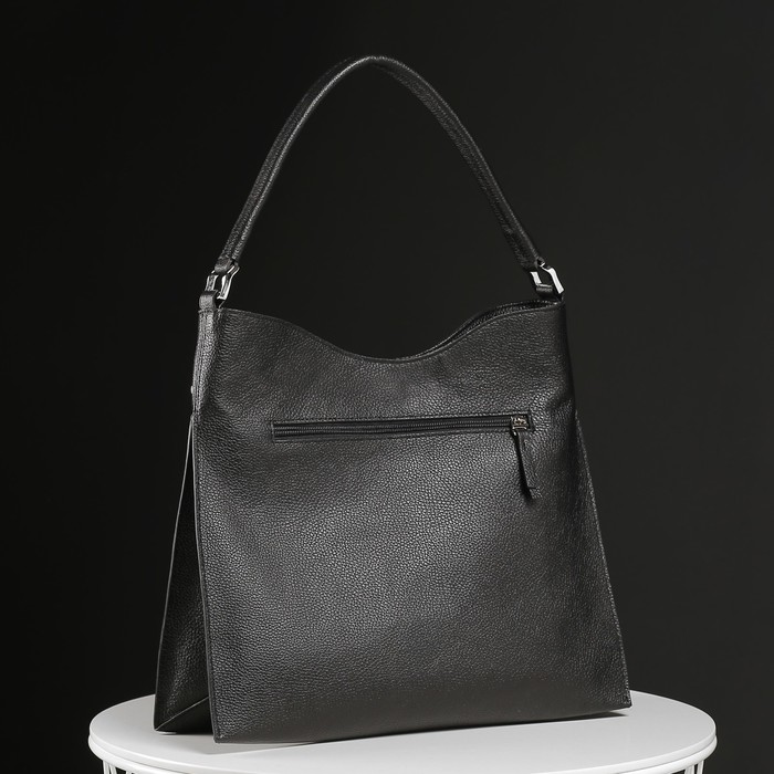 Сумка женская, отдел на стяжке, 2 наружных кармана, цвет чёрный