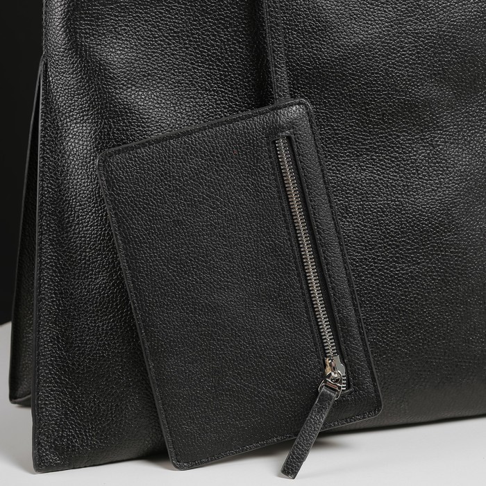 Сумка женская, отдел на стяжке, 2 наружных кармана, цвет чёрный