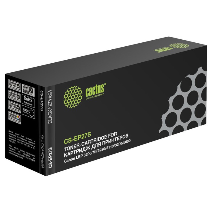

Картридж Cactus CS-EP27S для Canon LBP3200/MF3220/3110/3200/5600 (2500k), черный