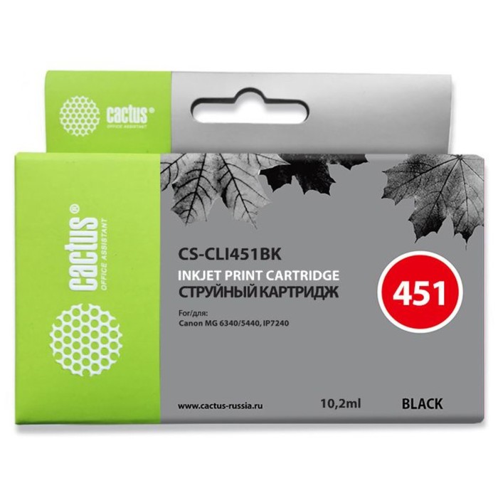 

Картридж струйный Cactus CS-CLI451BK черный для Canon MG6340/5440/IP7240 (9.8мл)