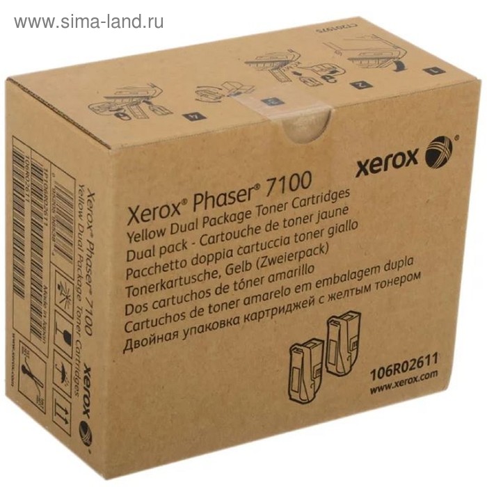 Тонер Картридж Xerox 106R02611 желтый для Xerox Ph 7100 (9000стр.) картридж xerox 106r02609 для xerox ph 7100 голубой