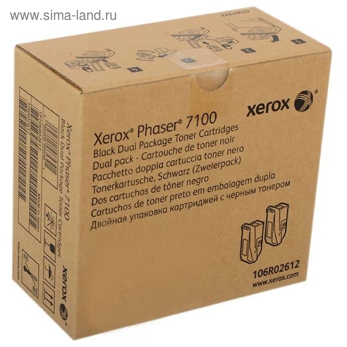 Тонер Картридж Xerox 106R02612 черный для Xerox Ph 7100 (10000стр.) тонер картридж xerox 106r02610 пурпурный для xerox ph 7100 9000стр