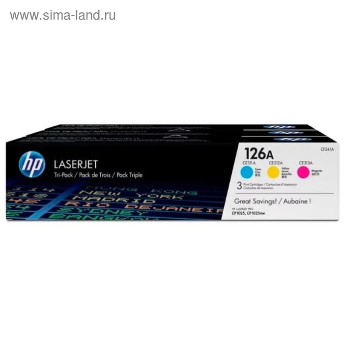 

Набор картриджей HP 126A CF341A для LJ CP1025 (1000k), голубой/пурпурный/желтый