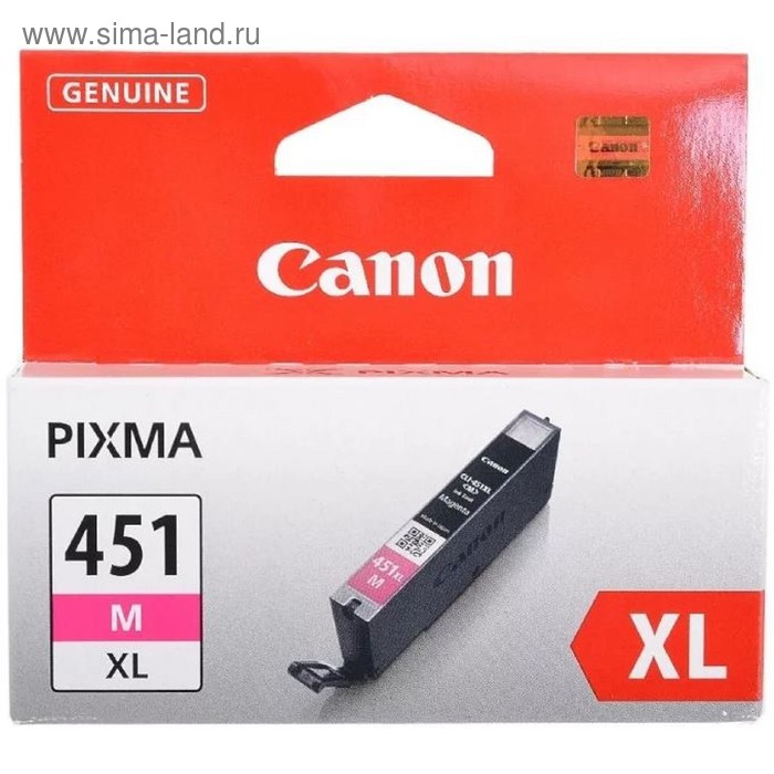 

Картридж струйный Canon CLI-451XLM 6474B001 пурпурный для Canon Pixma iP7240/MG6340/MG5440
