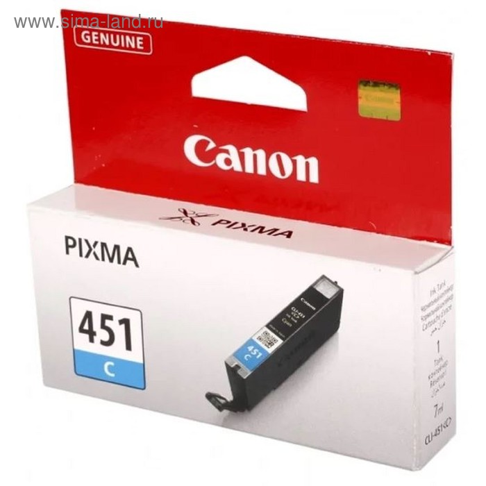 

Картридж струйный Canon CLI-451C 6524B001 голубой для Canon Pixma iP7240/MG6340/MG5440