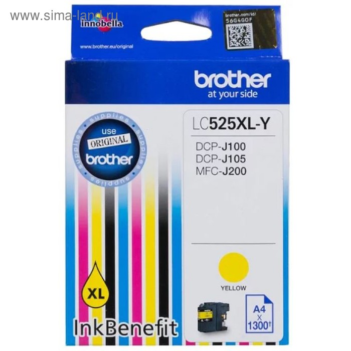 

Картридж струйный Brother LC525XLY желтый для Brother DCP-J100/J105/J200 (1300стр.)
