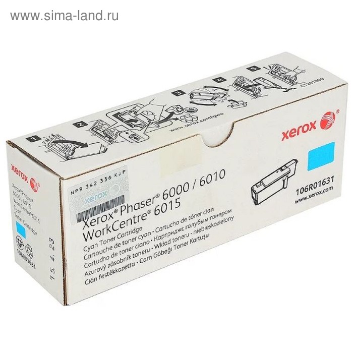 Тонер Картридж Xerox 106R01631 голубой для Xerox Ph 6000/6010N/WC 6015 (1000стр.) тонер картридж xerox 106r01633 желтый для xerox ph 6000 6010n wc 6015 1000стр