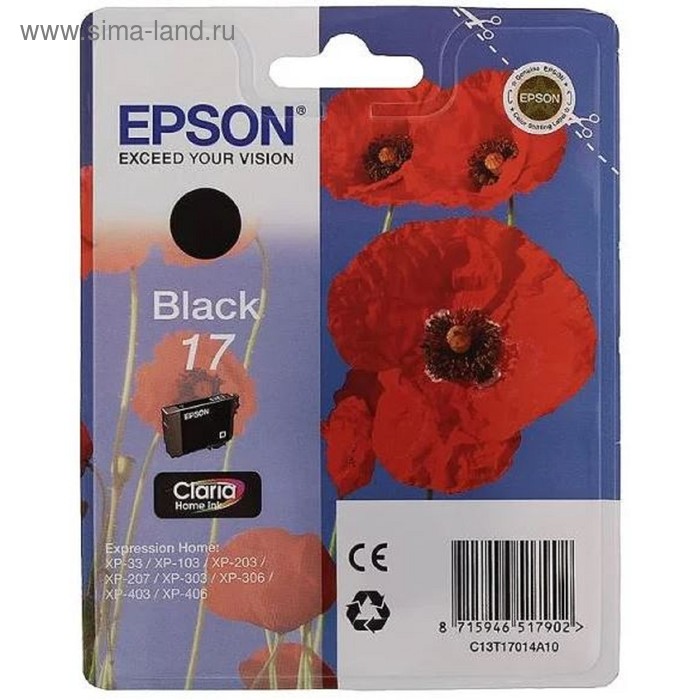 

Картридж струйный Epson C13T17014A10 черный для Epson XP33/203/303