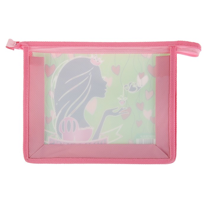 Папка для тетрадей А5, молния сверху, пластиковая "Силуэт принцессы"