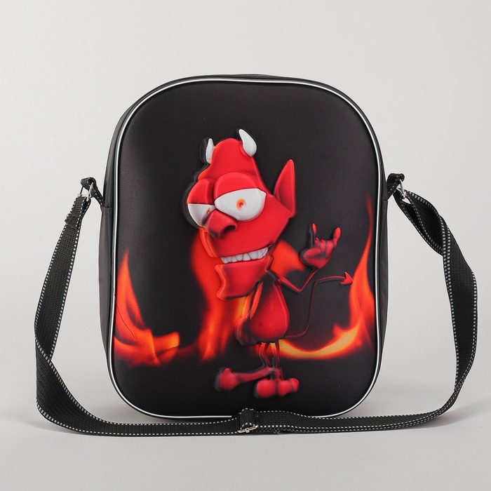 Сумка молодежная "Чёртик", отдел на молнии, регулируемый ремень
