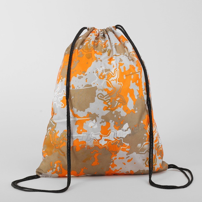 Мешок для обуви, отдел на шнурке, принт камуфляж оранжевый