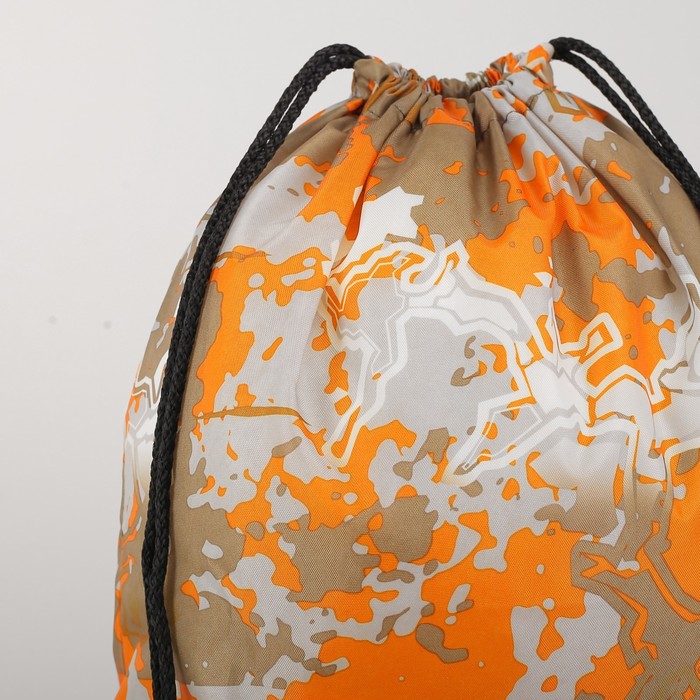 Мешок для обуви, отдел на шнурке, принт камуфляж оранжевый