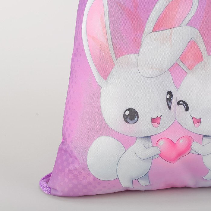 Мешок для обуви "Зайка на розовом", отдел на шнурке