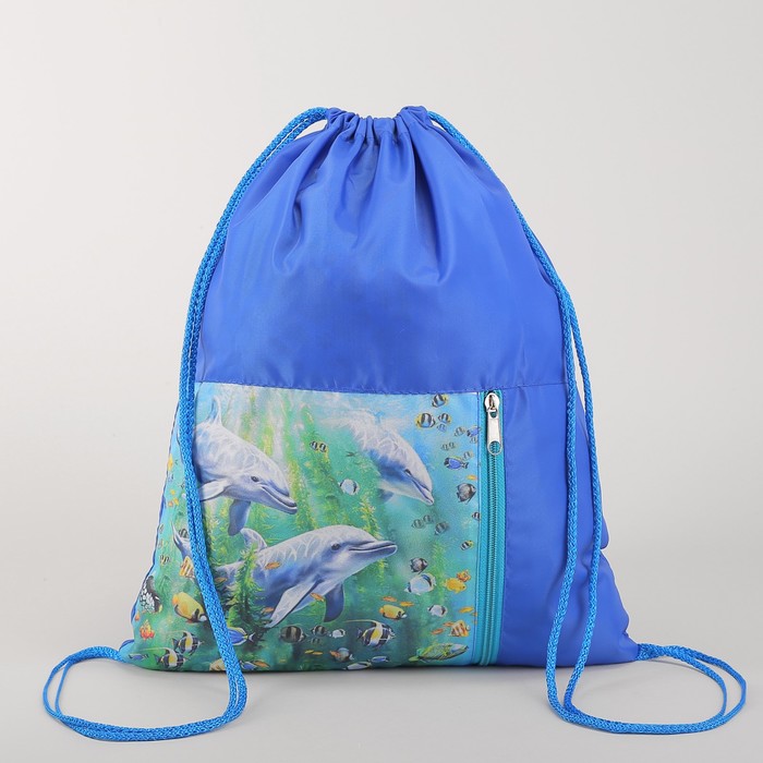 Мешок для обуви МСО-6С, 35*1*43, отдел на шнурке, н/карман, Дельфины