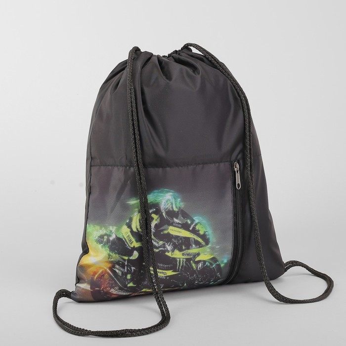 Мешок для обуви "Мотоцикл", отдел на шнурке, наружный карман