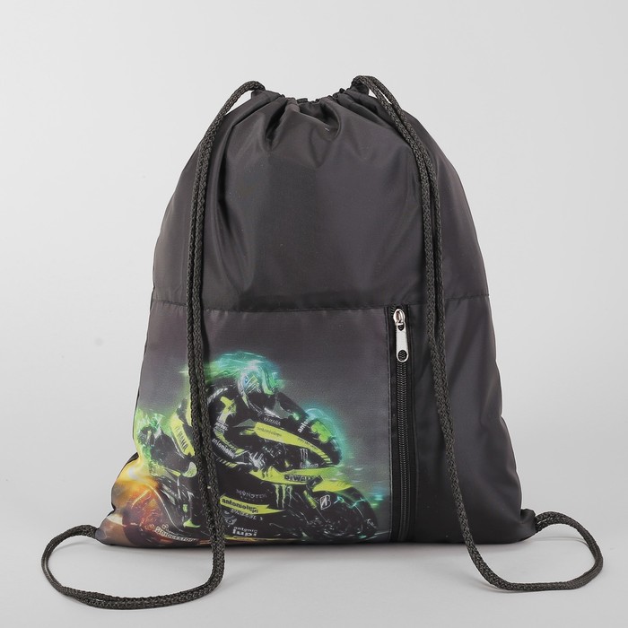 Мешок для обуви "Мотоцикл", отдел на шнурке, наружный карман