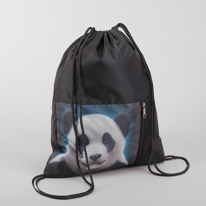 Мешок для обуви "Панда", отдел на шнурке, наружный карман