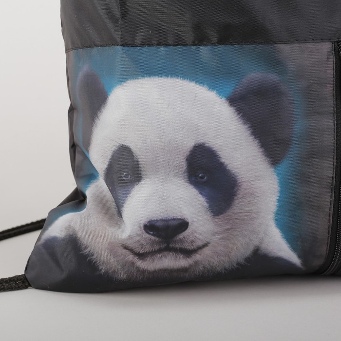 Мешок для обуви "Панда", отдел на шнурке, наружный карман