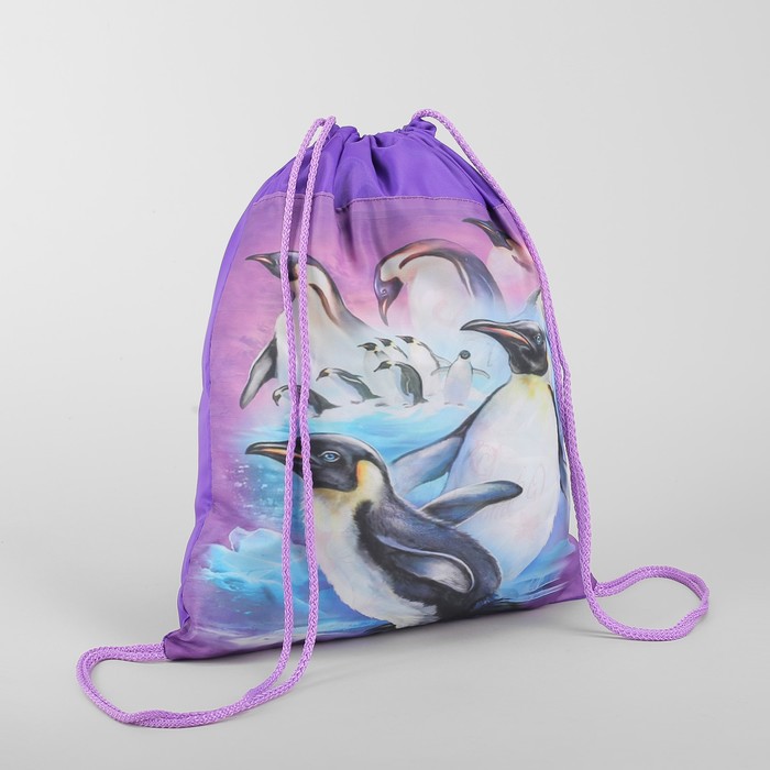 Мешок для обуви "Пингвины", отдел на шнурке