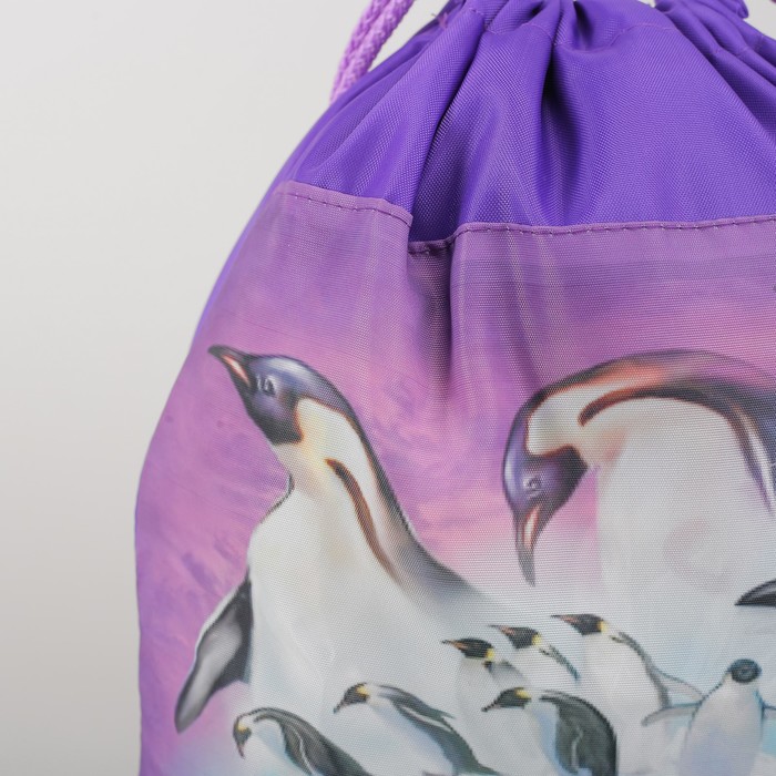 Мешок для обуви "Пингвины", отдел на шнурке