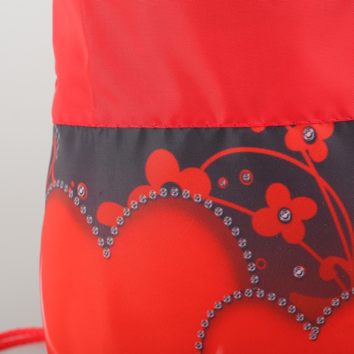 Мешок для обуви "Сердца", отдел на шнурке, наружный карман, цвет красный