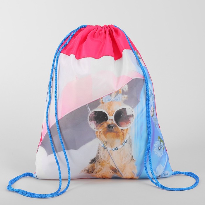 Мешок для обуви "Собака под зонтом", отдел на шнурке