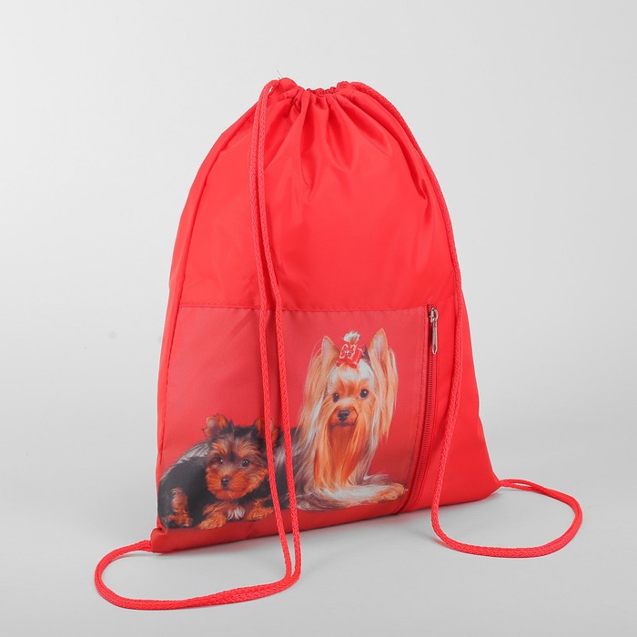 Мешок для обуви "Собачки", отдел на шнурке, наружный карман