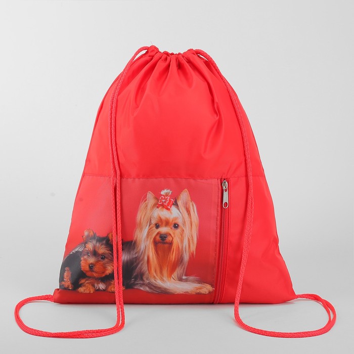 Мешок для обуви "Собачки", отдел на шнурке, наружный карман