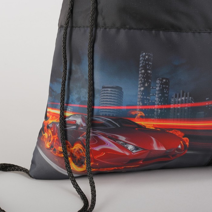 Мешок для обуви "Авто в огне", отдел на шнурке наружный карман
