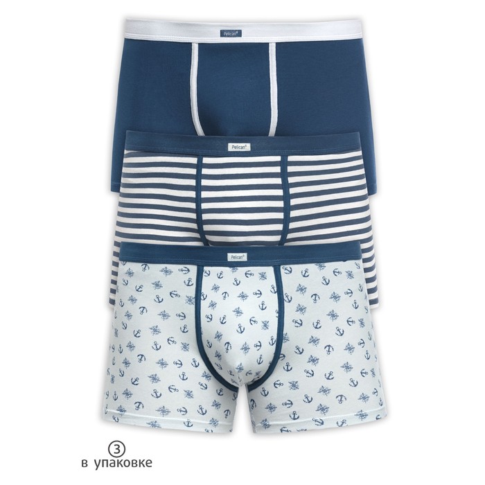 Набор мужских трусов (3 шт), размер M, цвет светло-серый/синий