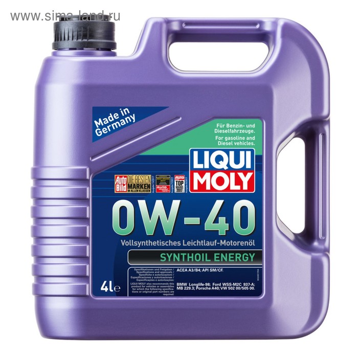 фото Масло моторное liquimoly 0w-40 syntohoil energy, 4 л