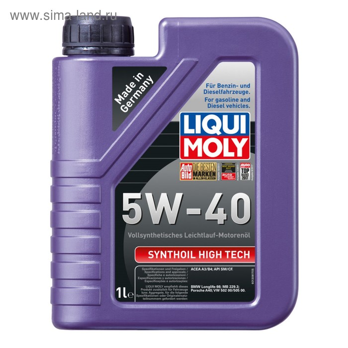 фото Масло моторное liquimoly 5w-40 syntohoil high tech, 1 л