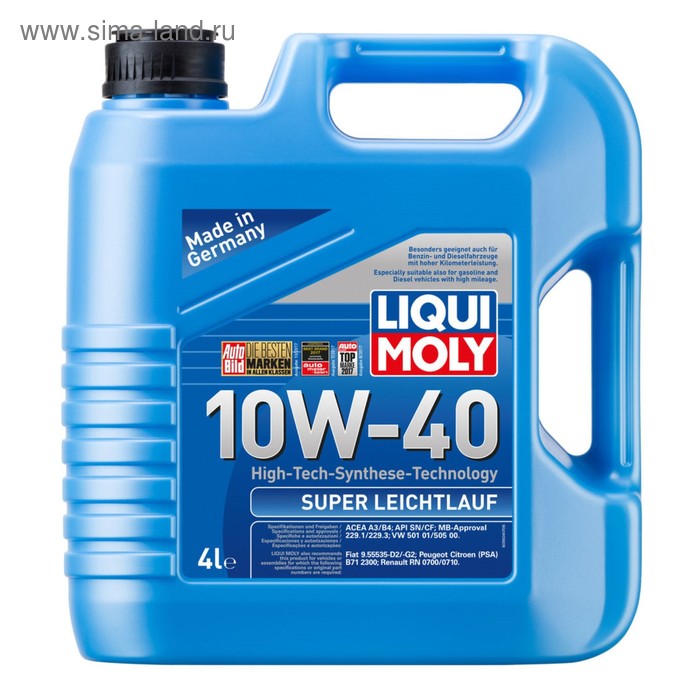 фото Масло моторное liquimoly 10w-40 super leichtlauf, 4 л