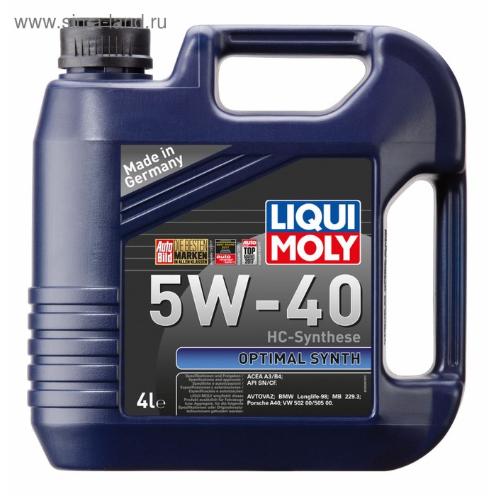 фото Масло моторное liquimoly 5w-40 optimal synth hc, 4 л