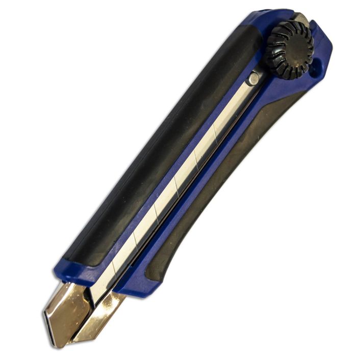 Нож универсальный EUROTEX, прорезиненный корпус, винтовой фиксатор, усиленный, 25 мм