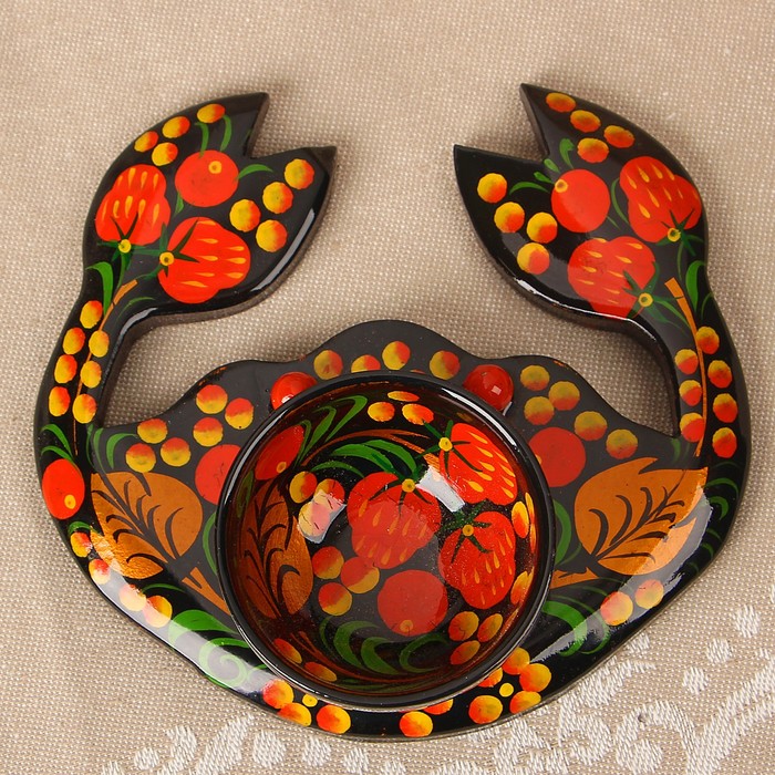 Солонка «Краб», 12х11 см, хохлома