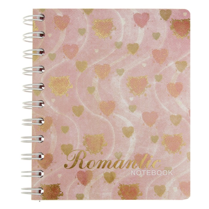 Тетрадь А6, 120 листов клетка на гребне с разделителями "Сердца", картонная обложка, ламинация, тиснение