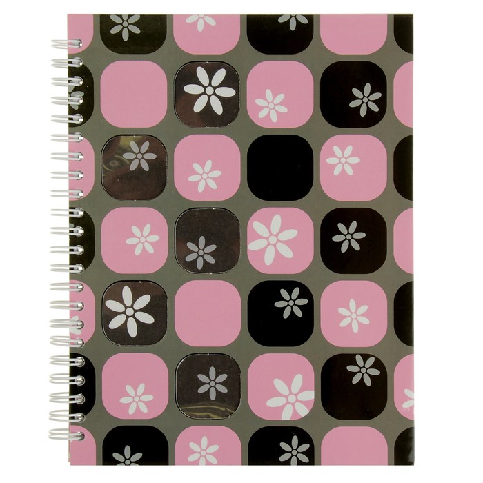 Тетрадь 100 листов клетка на гребне "Розовая", интегральная обложка, УФ-лак