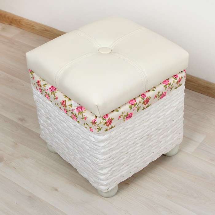Пуф-короб "Розы" малый, цвет белый