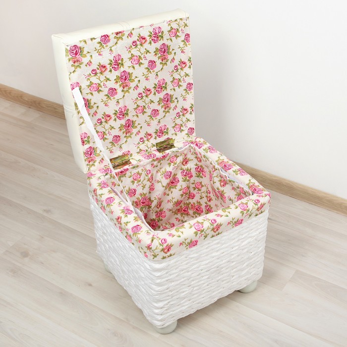 Пуф-короб "Розы" малый, цвет белый