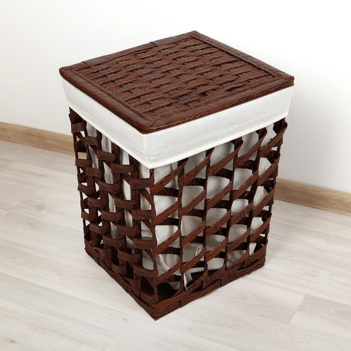 Корзина для белья плетеная прямоугольная "Ландри" 35х35х49 см, коричневый