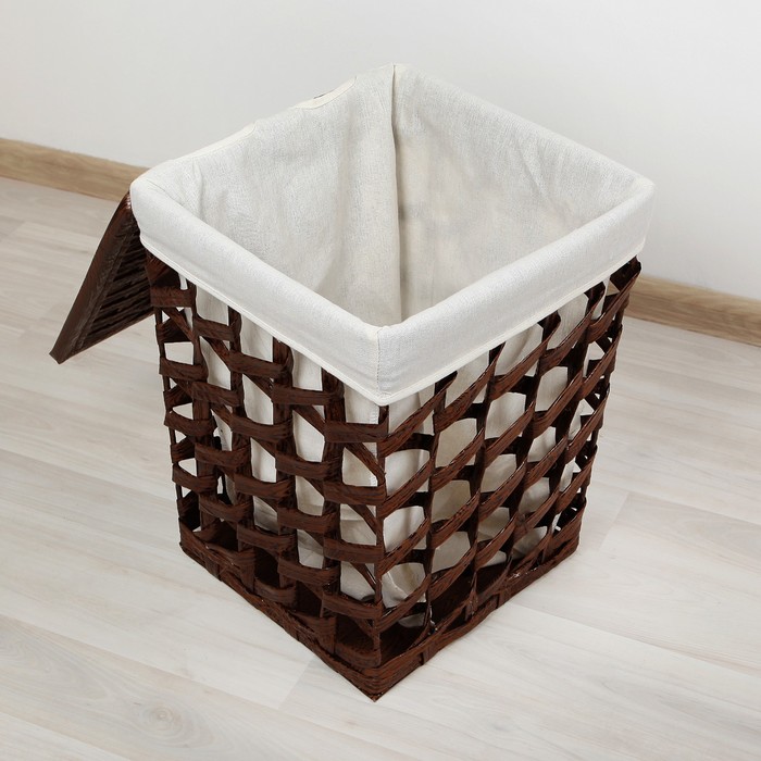 Корзина для белья плетеная прямоугольная "Ландри" 35х35х49 см, коричневый
