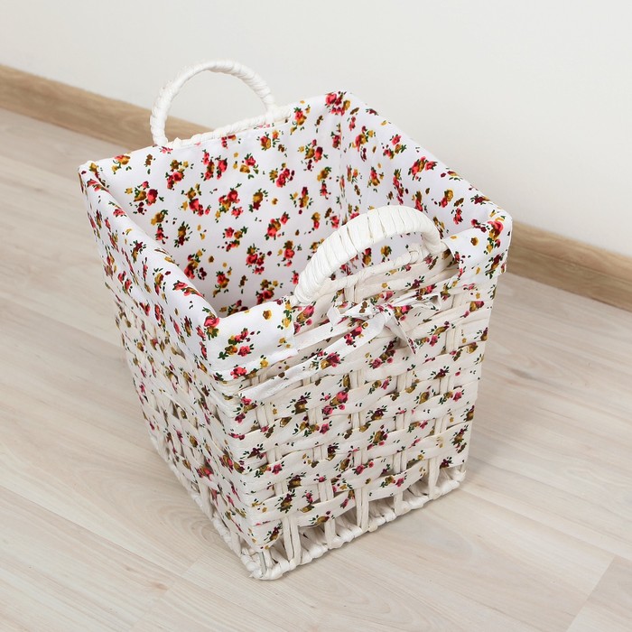 Корзина для хранения плетеная "Цветочки" 23х23х30,5 см