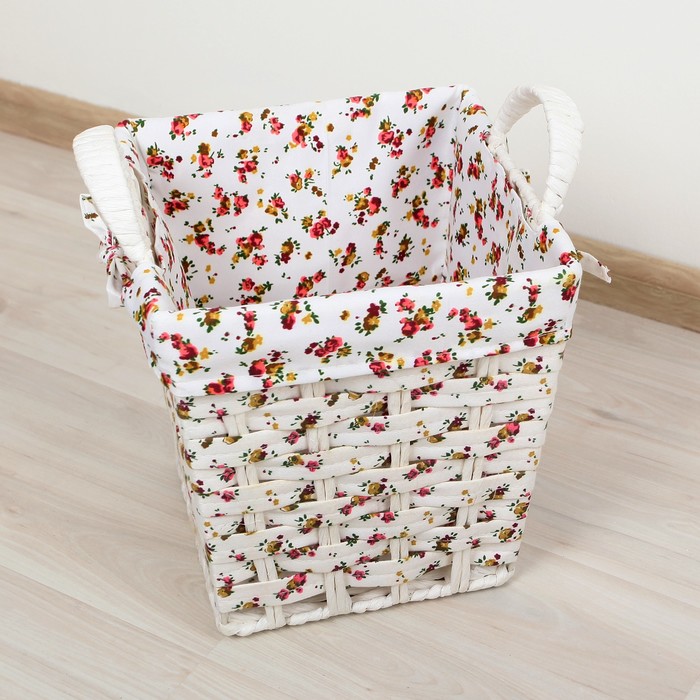 Корзина для хранения плетеная "Цветочки" 23х23х30,5 см