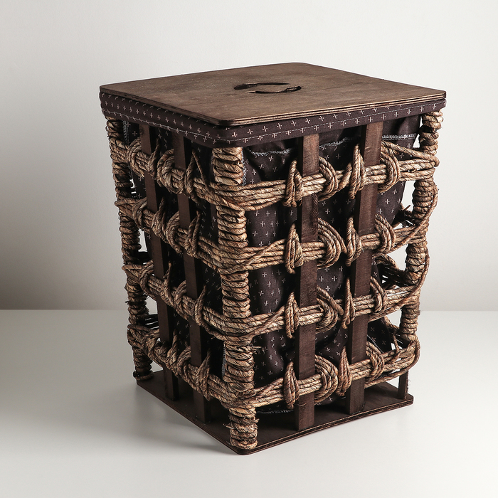 Корзина для белья плетеная квадратная "Тропикана" 32х32х42 см