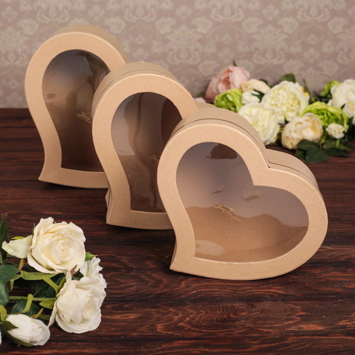 Набор коробок 3в1, бежевый, 30,5 х 27,5 х 13 - 24,5 х 21 х10 см