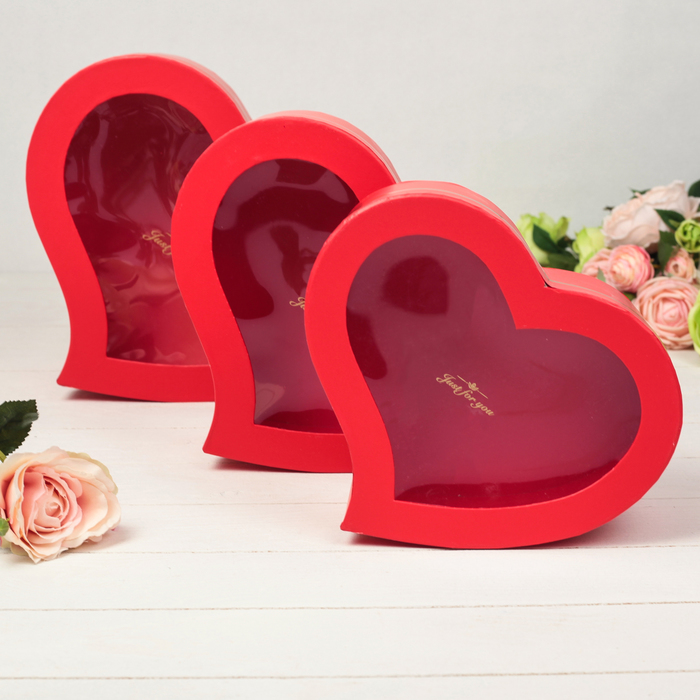 Набор коробок 3в1, красный, 30,5 х 27,5 х 13 - 24,5 х 21 х10 см