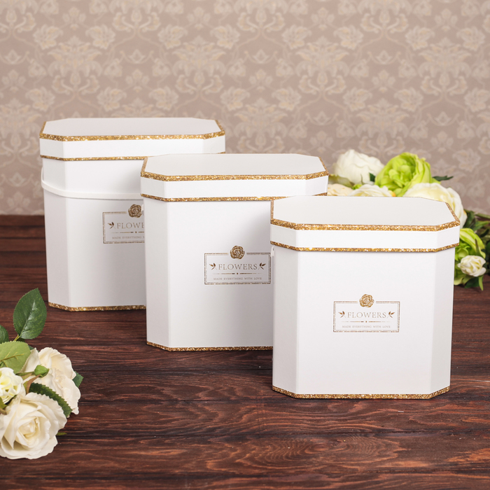 Набор коробок 3в1, белый, 23,5 х 22,5 х 17,5 - 19,5 х 18,5 х 14,5 см