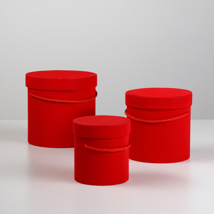 Набор коробок 3в1, красный, 18 х 18 х 17 - 12 х 12 х 12 см