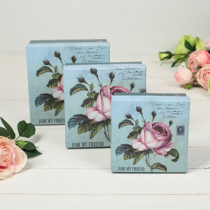 Набор коробок 3в1, 16,5 х 16,5 х 9 - 12,5 х 12,5 х 6,5 см